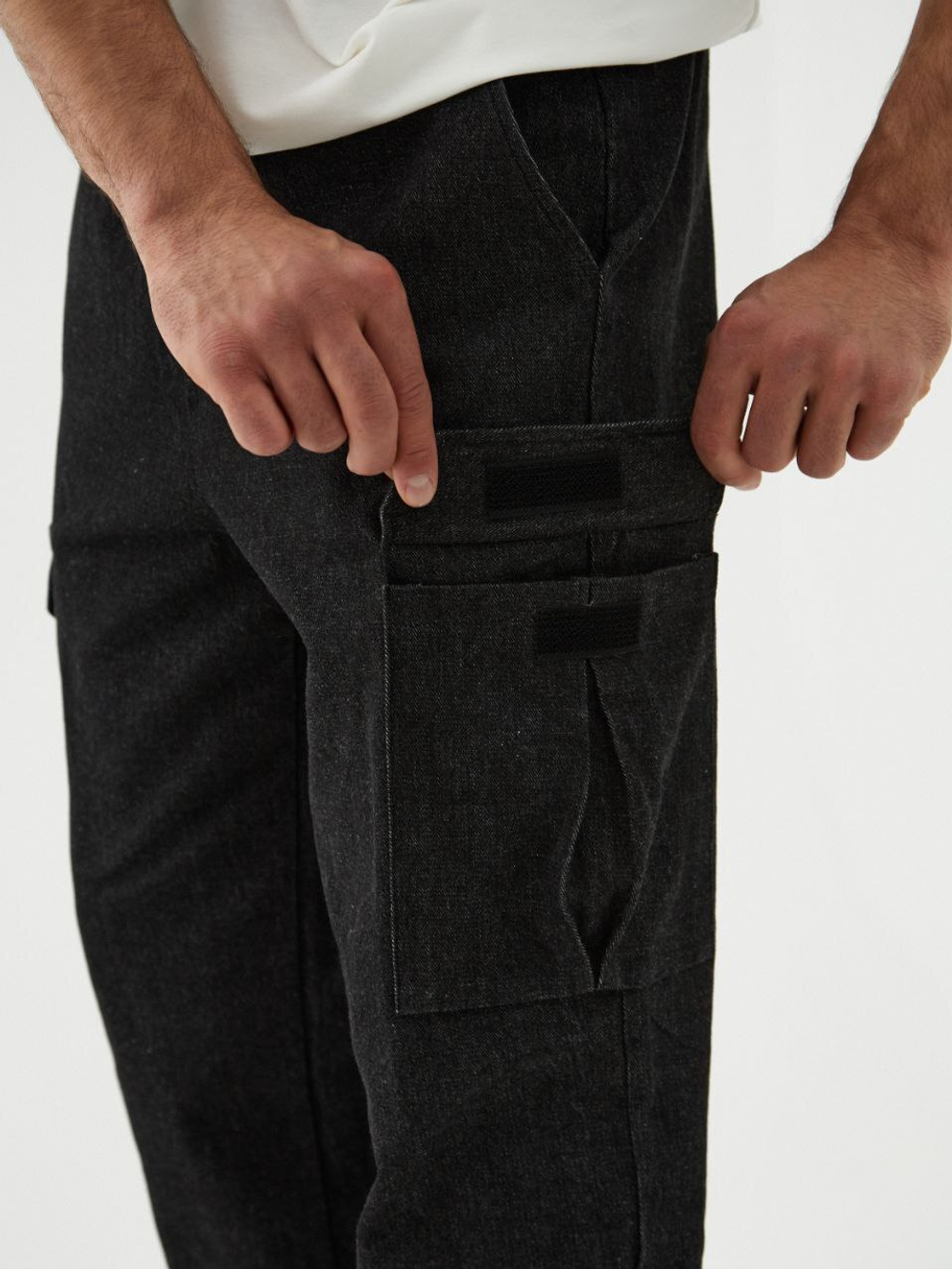 Джоггеры карго джинсовые. Асфальт