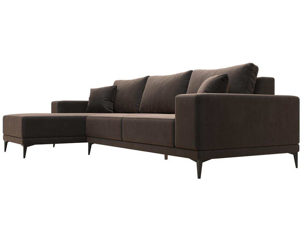 Диван угловой Льюес левый, Коричневый, Велюр, 122399L
