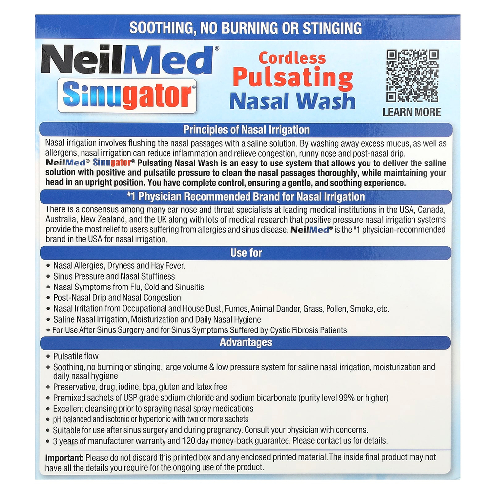 NeilMed, Sinugator®, беспроводный спрей для носа, набор из 3 предметов