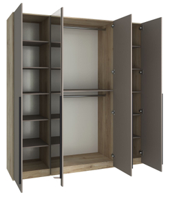 Шкаф для одежды 4 дверный Сиэтлс зеркалом, бежевый