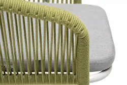 "Марсель" стул плетеный из роупа, каркас алюминий светло-серый (RAL7035) шагрень, роуп салатовый меланж круглый, ткань светло-серая