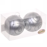 Новогодние шары 8 см (набор 2 шт) «Снежные узоры», Серебро