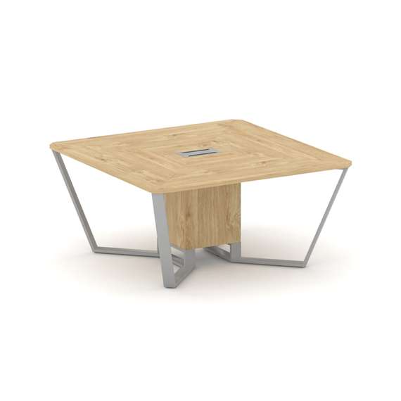 Steel Meet Стол переговорный квадратный KDK-PR.B.SP-08 Тиквуд Светлый/Металл Серый 1600*1600*750