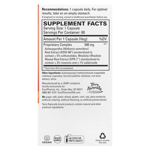 Terry Naturally, Adaptra®, 60 капсул