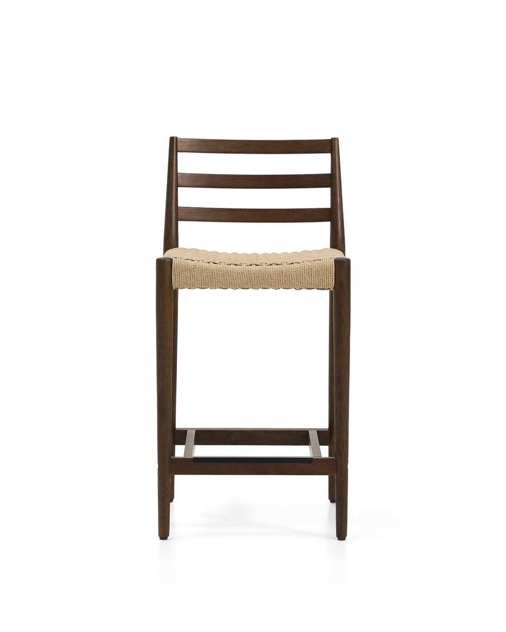 Полубарный стул Analy из массива дуба в отделке орех и веревочным сиденьем 65 см