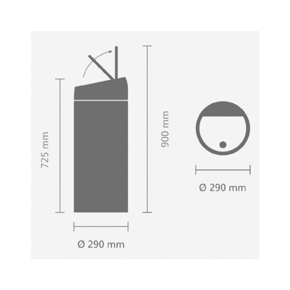 Ведро для мусора Brabantia Touch Bin красное 30л схема