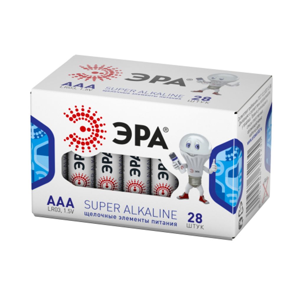 Батарейки ЭРА LR03-28 box SUPER Alkaline | Батарейки Щелочные (Алкалиновые)