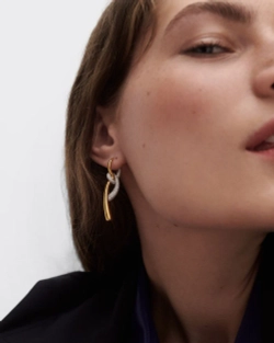 Серьги Pav Twist Hoops серебро 925 пробы покрытое золотом