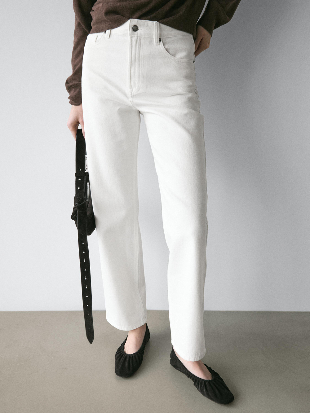 Massimo Dutti Джинсы прямого кроя, белый