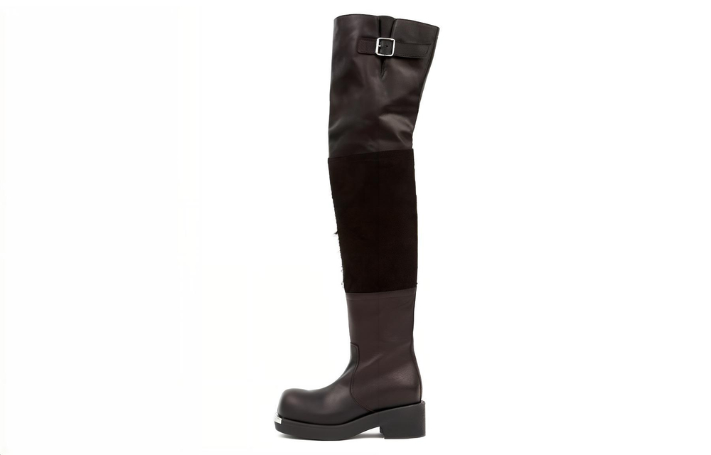 MM6 Maison Margiela Panelled Buckled Leather Boots