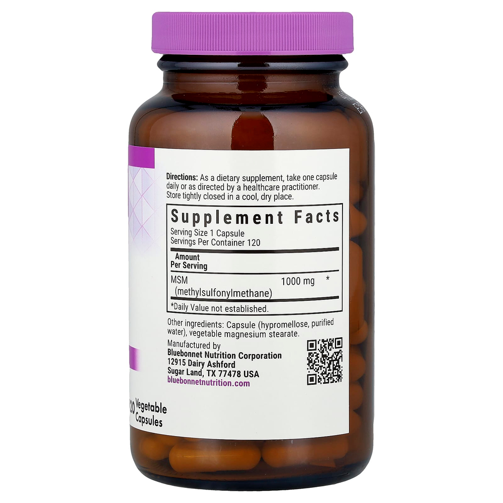 Bluebonnet Nutrition, МСМ, 1000 мг, 120 растительных капсул