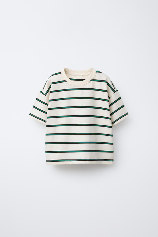 ZARA ФУТБОЛКА В ПОЛОСКУ, ЗЕЛЕНЫЙ
