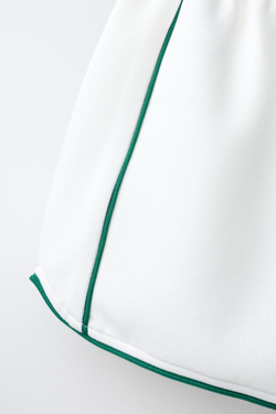 ZARA ШОРТЫ-БЕРМУДЫ В РУБЧИК С КОНТРАСТНЫМИ ДЕТАЛЯМИ, СВЕТЛЫЙ ЭКРЮ