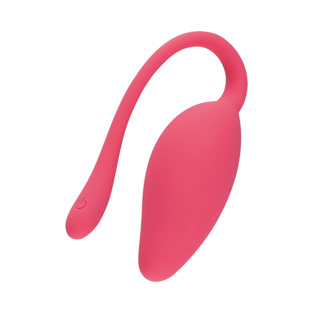 Коралловый вибромассажёр-яйцо с гибким хвостиком (Цвет: коралловый)