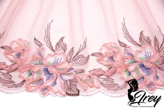 05-79 Вышивка на неэл. сетке 20 см, пудра/кофе (левая)