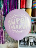 Шар с рисунком 30 см super мама сиреневый (БГ-17)