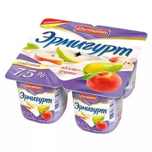 Эрмигурт 7,5% сливочный 24*100гр Яблоко Груша