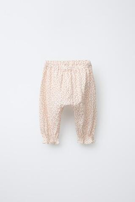 ZARA БРЮКИ-ДЖОГГЕРЫ С ЦВЕТОЧНОЙ ТЕКСТУРОЙ, ЭКРЮ