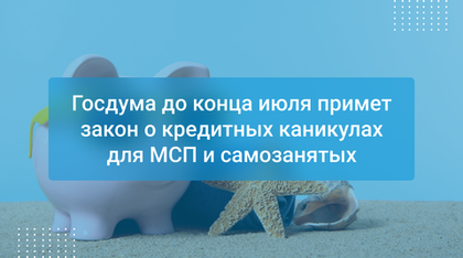 Госдума до конца июля примет закон о кредитных каникулах для МСП и самозанятых