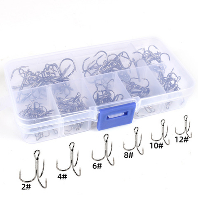 Крючки тройные. Набор крючков-тройников 100 штук. 5 размеров.