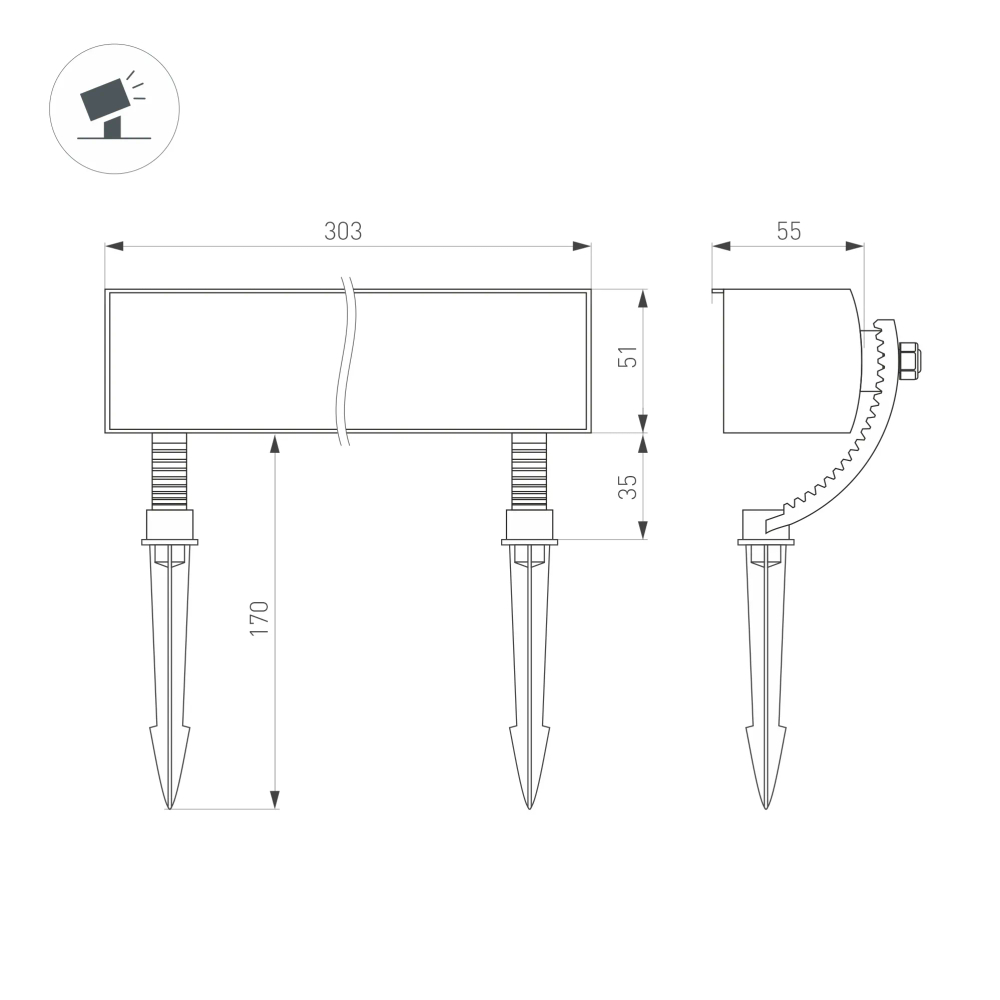 Светильник KT-BASOMI-12W Warm2700 (Серый, 60x100 deg, 24V) (Arlight, IP65 Металл, 3 года) 063905