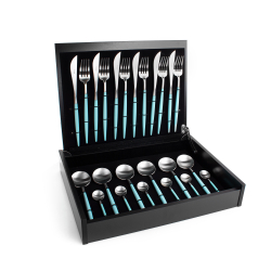 Набор столовых приборов на 6 персон 24 предмета Cutipol Goa matte turquoise в подарочной упаковке