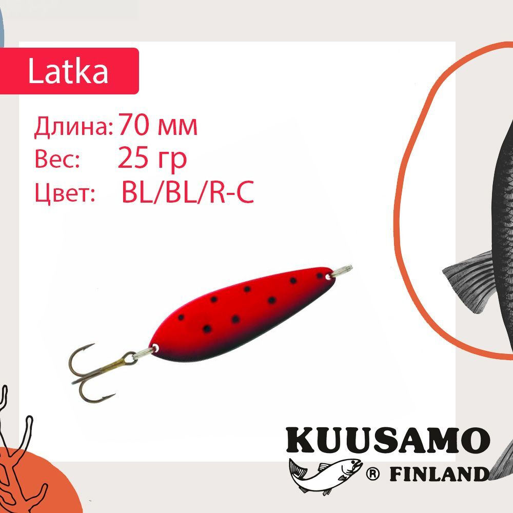 Блесна колебалка Kuusamo Latka 70/14 BLU/R-S