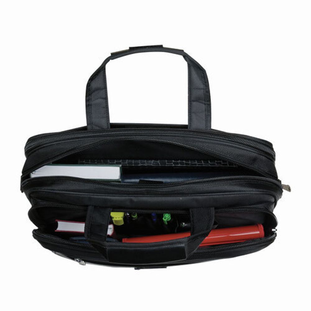 Сумка деловая BRAUBERG с отделением для ноутбука 15,6", "Quantum", 2 отделения, черная, 41х31х15 см, 240508