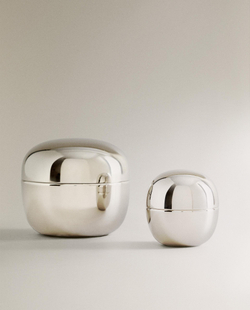 Zara Home Коробка для хранения из нержавеющей стали, цвет серебристый, 8 см