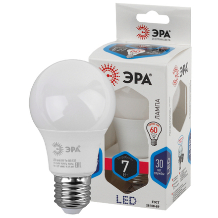 Лампочка светодиодная ЭРА STD LED A60-7W-840-E27 E27 / Е27 7Вт груша нейтральный белый свет