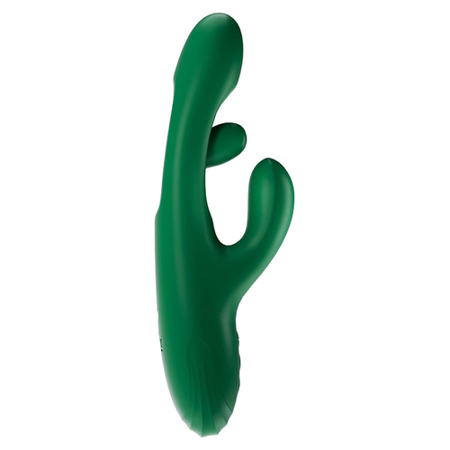 Зеленый вибратор-кролик 26см с подвижным язычком Amovibe Zenora Rabbit Vibrator Green