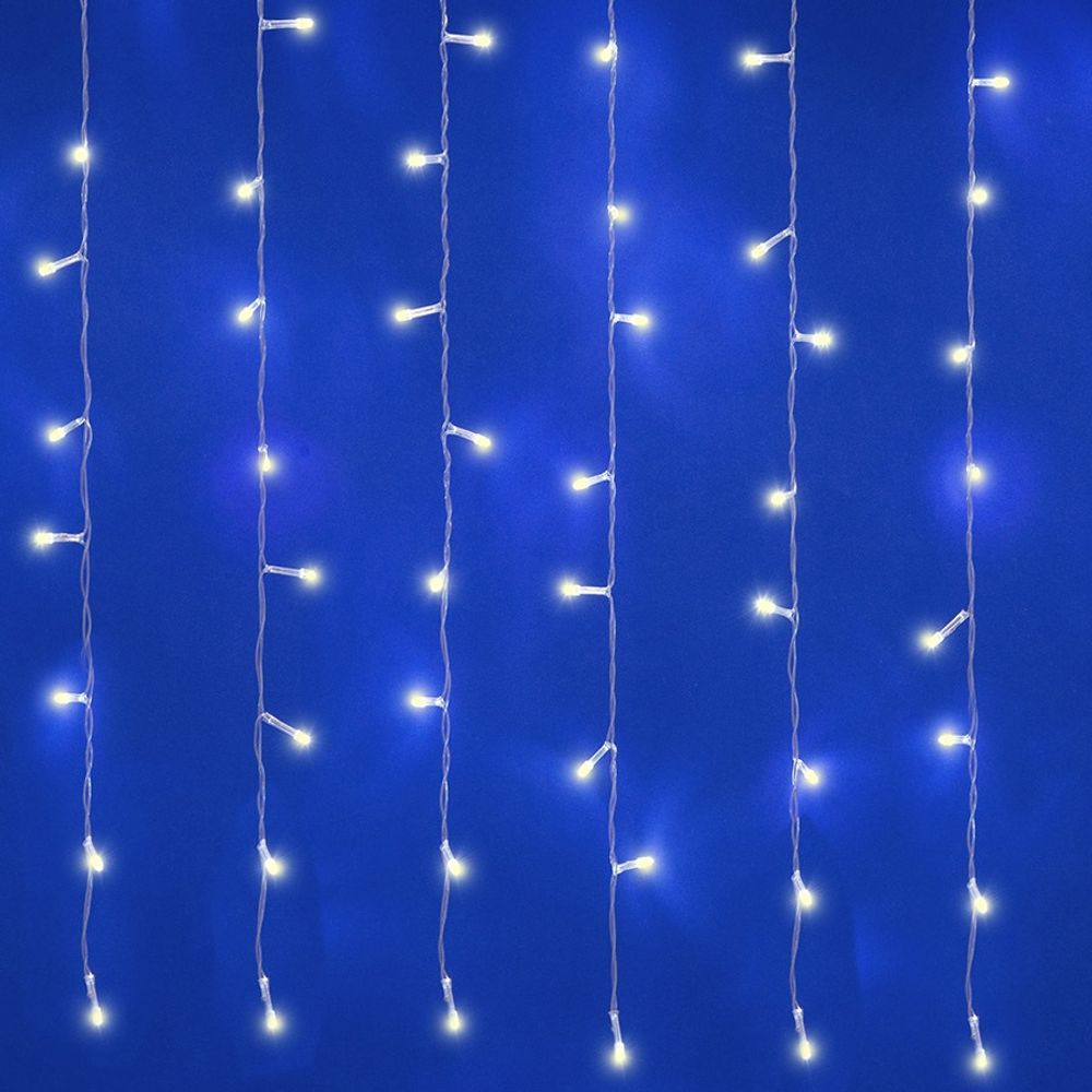 ULD-C6030-450-TTK WHITE IP44 Занавес светодиодный с эффектом мерцания. 6х3м. Соединяемый. 450 светодиодов. Белый свет. Провод прозрачный. TM Uniel