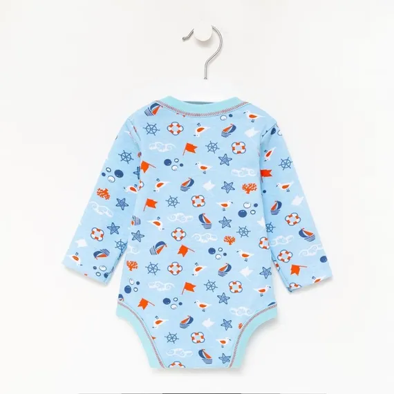 Боди детское «Полоска с якорем», цвет голубой, рост 80 см