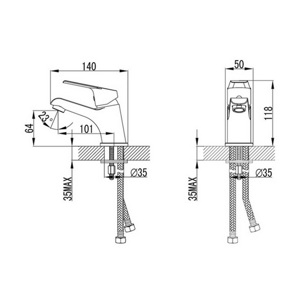 Смеситель для раковины 35к Milardo NELSB00M01 "Nelson" литой ХРОМ