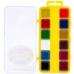 Акварель медовая, 12 цветов, без кисти, пластик (Каляка-Маляка)