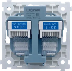 Donel R98 механизм розетки RJ11 + RJ11 (двойная) cat.3/ClassE-4/4, серия DA