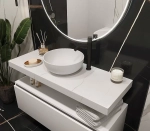 Тумба с раковиной и столешницей Armadi Art Flat 120 белый глянец