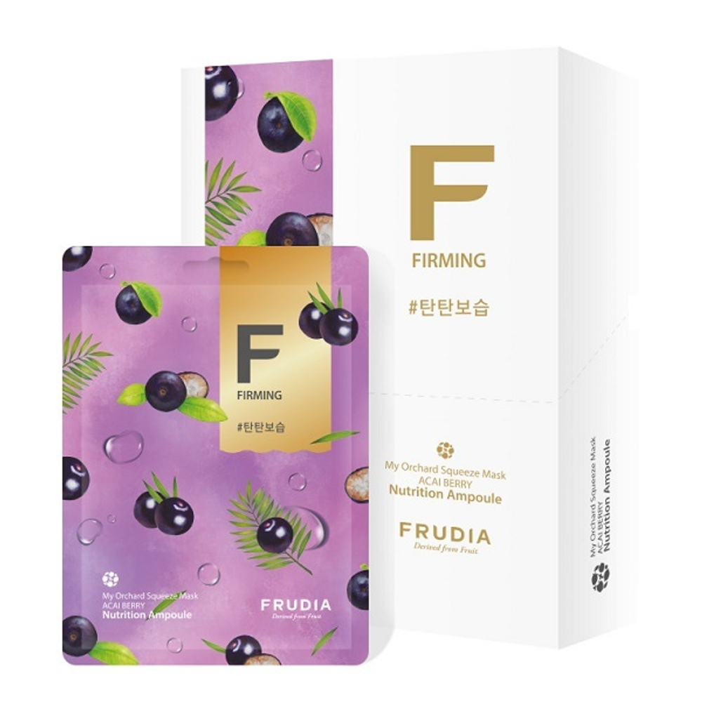 Бодрящая маска для лица с ягодами Асаи Frudia My Orchard Squeeze Mask Acai Berry 10шт