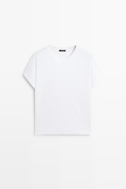 Massimo Dutti Хлопковая футболка, белый