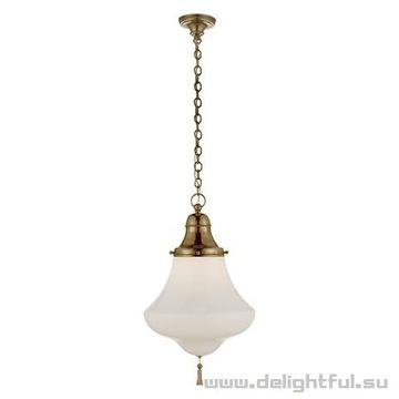 RL - XAVIER SMALL PENDANT IN NATURAL BRASS WITH WHITE GLASS