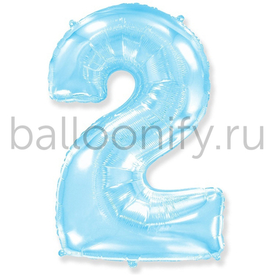 Шар ЦИФРА 2 Pastel Blue 40" 102 см