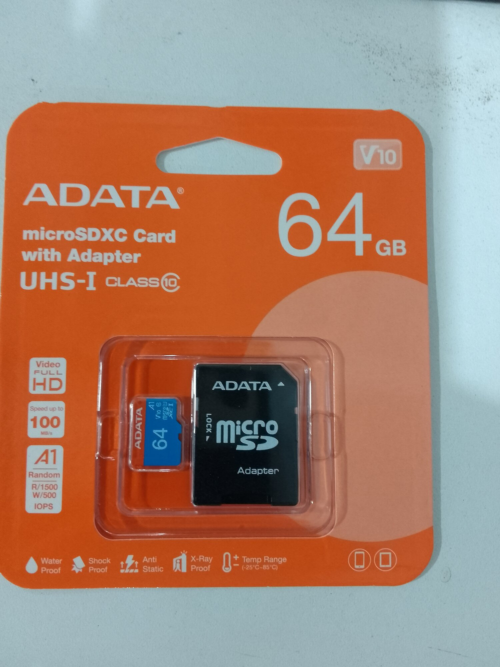 Карта памяти MicroSD 64GB A-Data Class 10Premier Pro A1 UHS-I (100 Mb/s) + SD адаптер