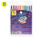 Мелки восковые выкручивающиеся Мульти-Пульти, "Енот в космосе", 12 цветов, круглые, ПВХ чехол, европодвес