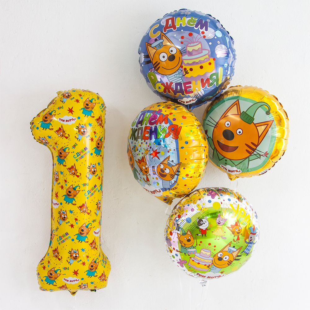 Шар (18"/46 см) Круг, Три Кота, Серебро