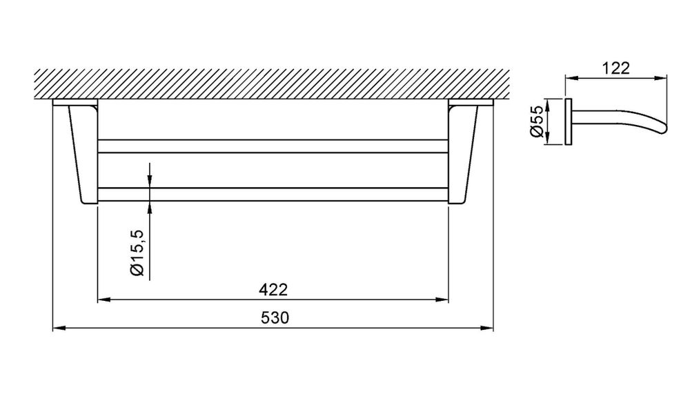 Полотенцедержатель 530 мм замак HOTEL 16404.B глянцевый