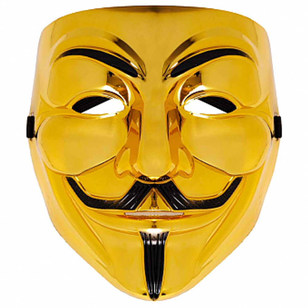 Карнавальная маска Аноним Золото 17*20 см.
