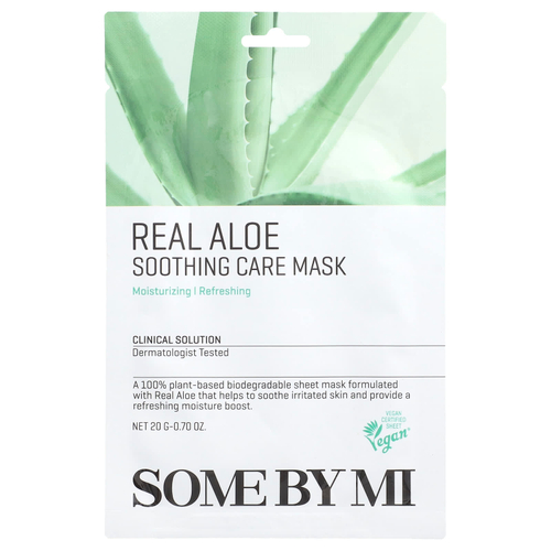 SOME BY MI, Real Aloe, успокаивающая маска для лица с алоэ, 1 шт., 20 г (0,70 унции)