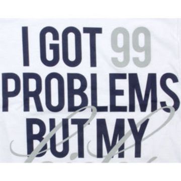 Футболка Sneaktip 99 Problems белая с синим