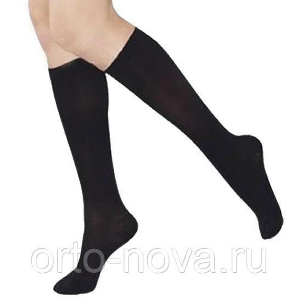 Гольфы с хлопком Cotton Support Socks, 1 класс компрессии, цвет: черный M