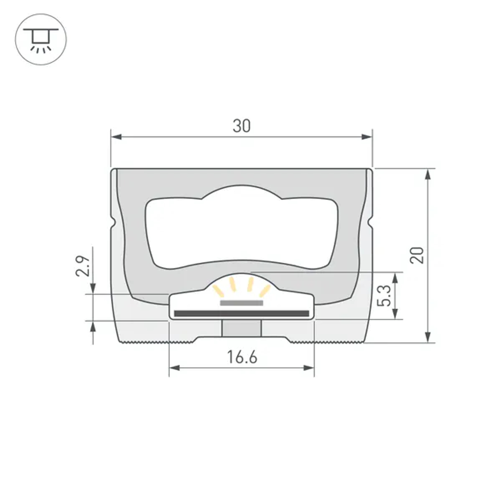 Силиконовый профиль WPH-FLEX-3020-TOP-S16-10m WHITE (Arlight, Силикон) 062838